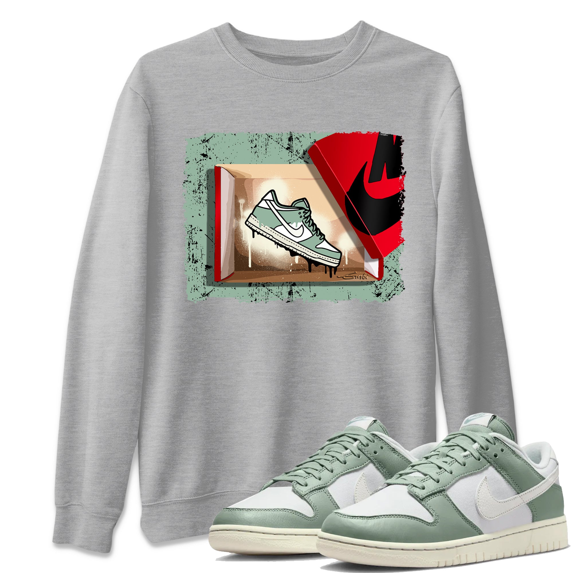 Dunk Low Mica Green Shirts New Kicks Streetwear Sneaker Shirt Dunk Mica Green Sneaker Release Tees Unisex Shirts Heather Grey 1