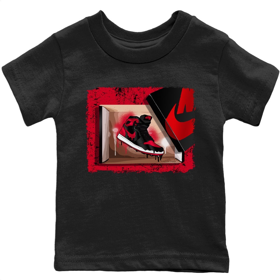 Jordan 1 Bred Patent Sneaker Matching T-Shirt New Kicks Sneaker Tees Jordan 1 Bred Patent Sneaker Release Tees Kids Shirts