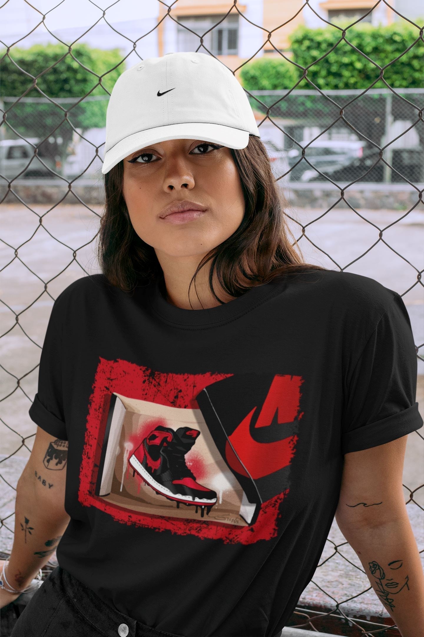 Jordan 1 Bred Patent Sneaker Matching T-Shirt New Kicks Sneaker Tees Jordan 1 Bred Patent Sneaker Release Tees Crew Neck Tees
