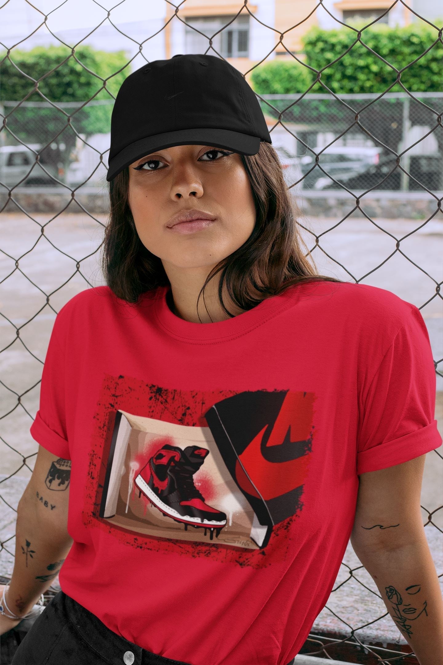 Jordan 1 Bred Patent Sneaker Matching T-Shirt New Kicks Sneaker Tees Jordan 1 Bred Patent Sneaker Release Tees Crew Neck Tees