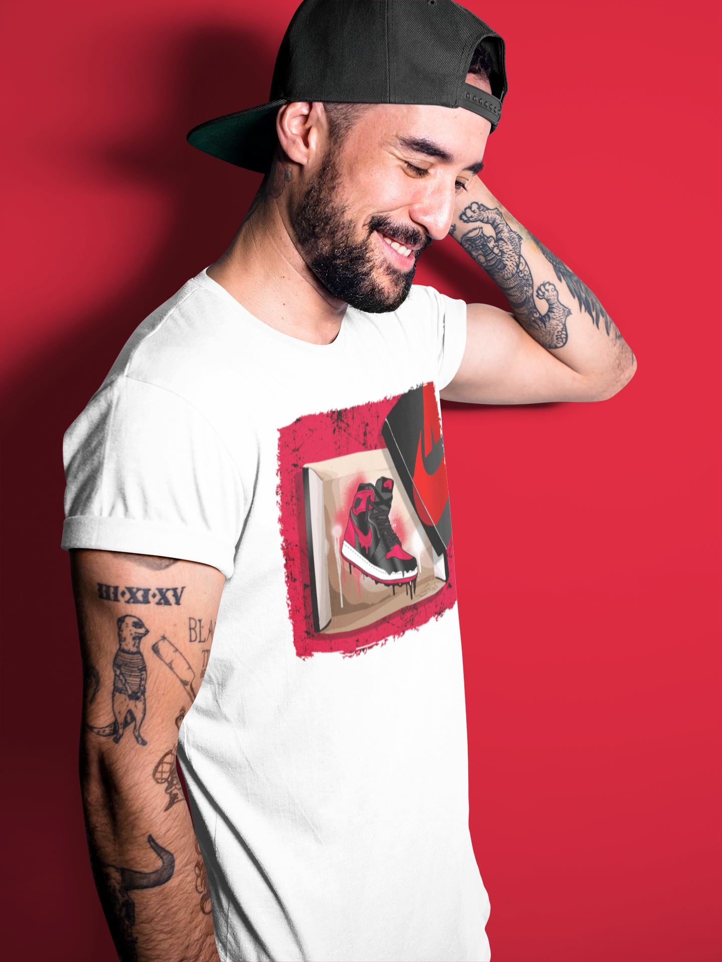 Jordan 1 Bred Patent Sneaker Matching T-Shirt New Kicks Sneaker Tees Jordan 1 Bred Patent Sneaker Release Tees Crew Neck Tees