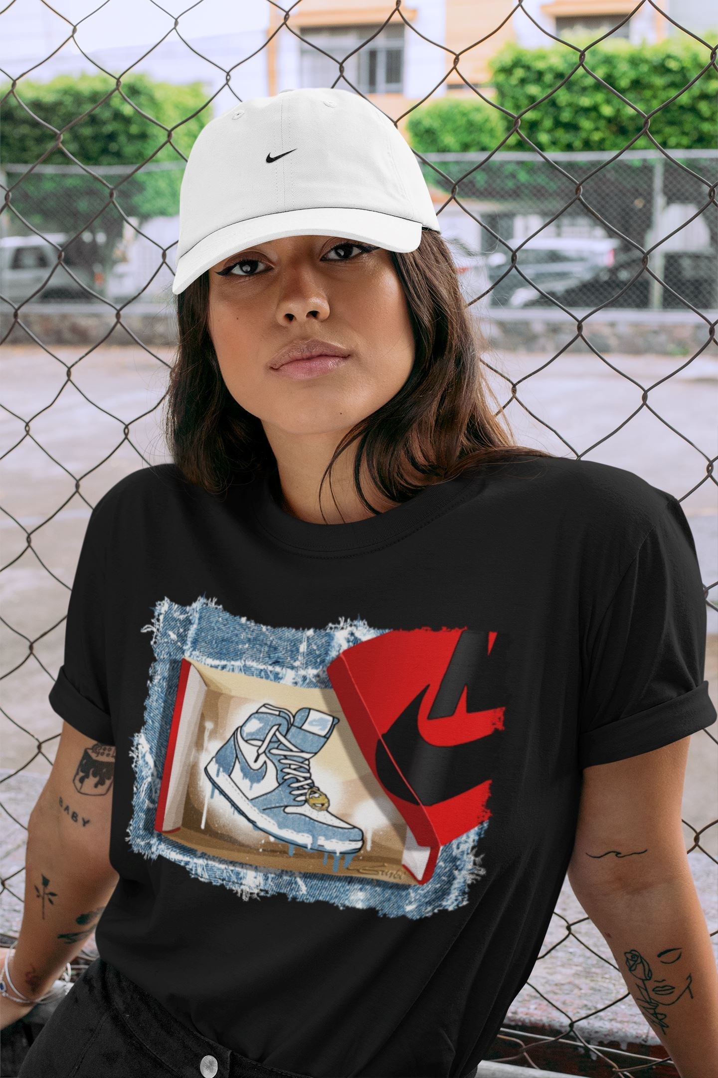 Jordan 1 Denim Sneaker Matching T-Shirt New Kicks Sneaker Tees Jordan 1 Denim Sneaker Release Tees Crew Neck Tees