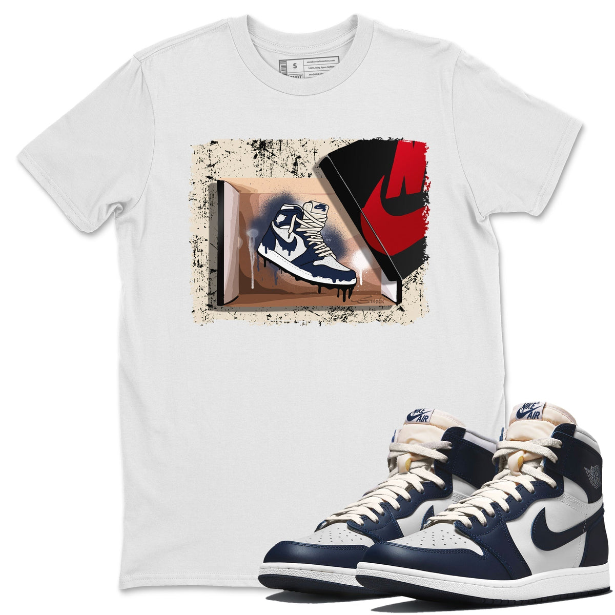 Jordan 1 85 Georgetown Sneaker Match Tees New Kicks Sneaker Tees Jordan 1 85 Georgetown Jordan to match sneaker T-Shirt Crew Neck Shirts