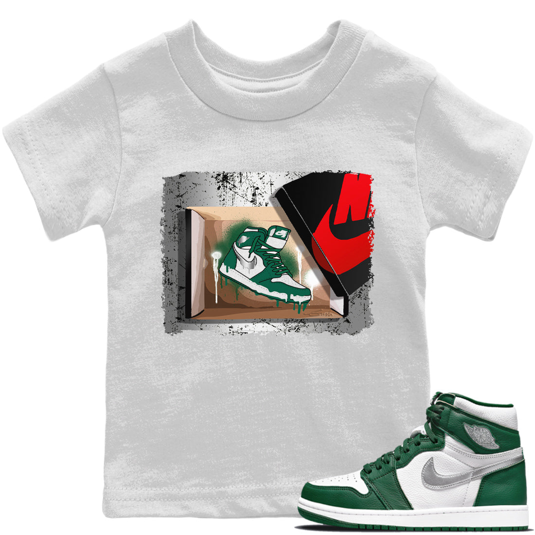 Jordan 1 Gorge Green Sneaker Matching T-Shirt New Kicks Sneaker Tees Jordan 1 Gorge Green Sneaker Release Tees Kids Shirts