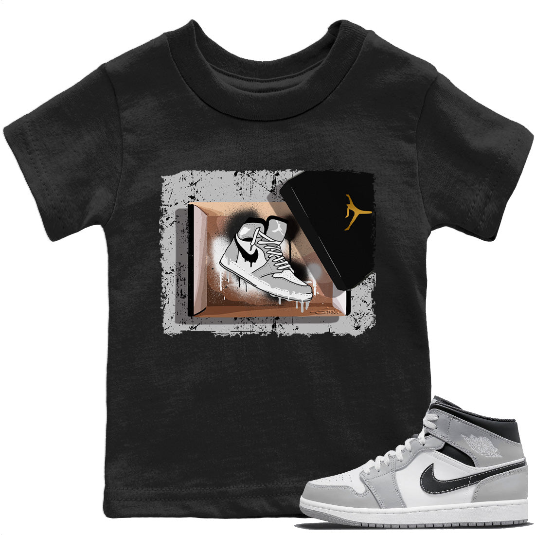 Jordan 1 Light Smoke Grey Sneaker Matching T-Shirt New Kicks Sneaker Tees Jordan 1 Light Smoke Grey Sneaker Release Tees Kids Shirts