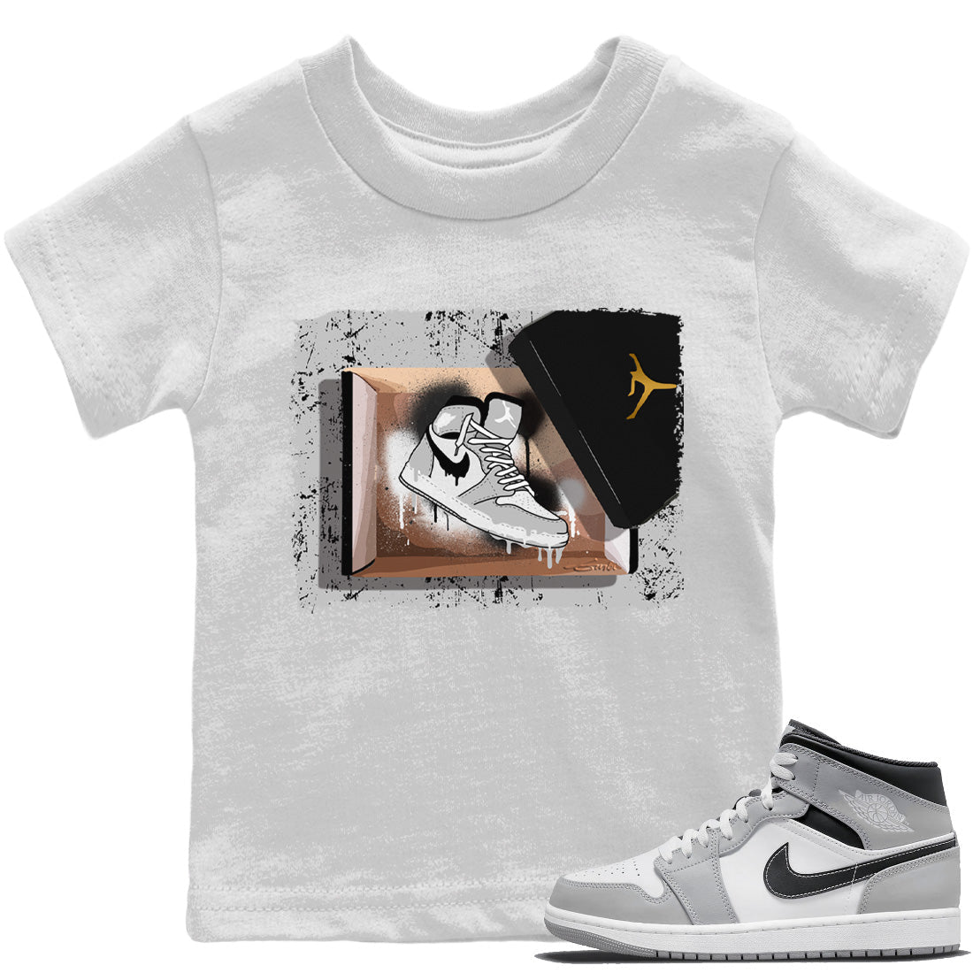 Jordan 1 Light Smoke Grey Sneaker Matching T-Shirt New Kicks Sneaker Tees Jordan 1 Light Smoke Grey Sneaker Release Tees Kids Shirts
