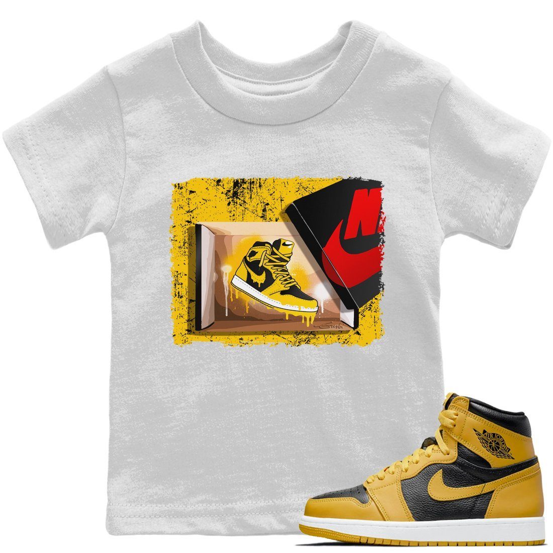 Jordan 1 Pollen Sneaker Matching T-Shirt New Kicks Sneaker Tees Jordan 1 Pollen Sneaker Release Tees Kids Shirts