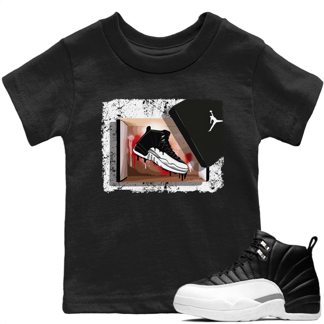Jordan 12 Playoffs Sneaker Matching T-Shirt New Kicks Sneaker Tees Jordan 12 Playoffs Sneaker Release Tees Kids Shirts