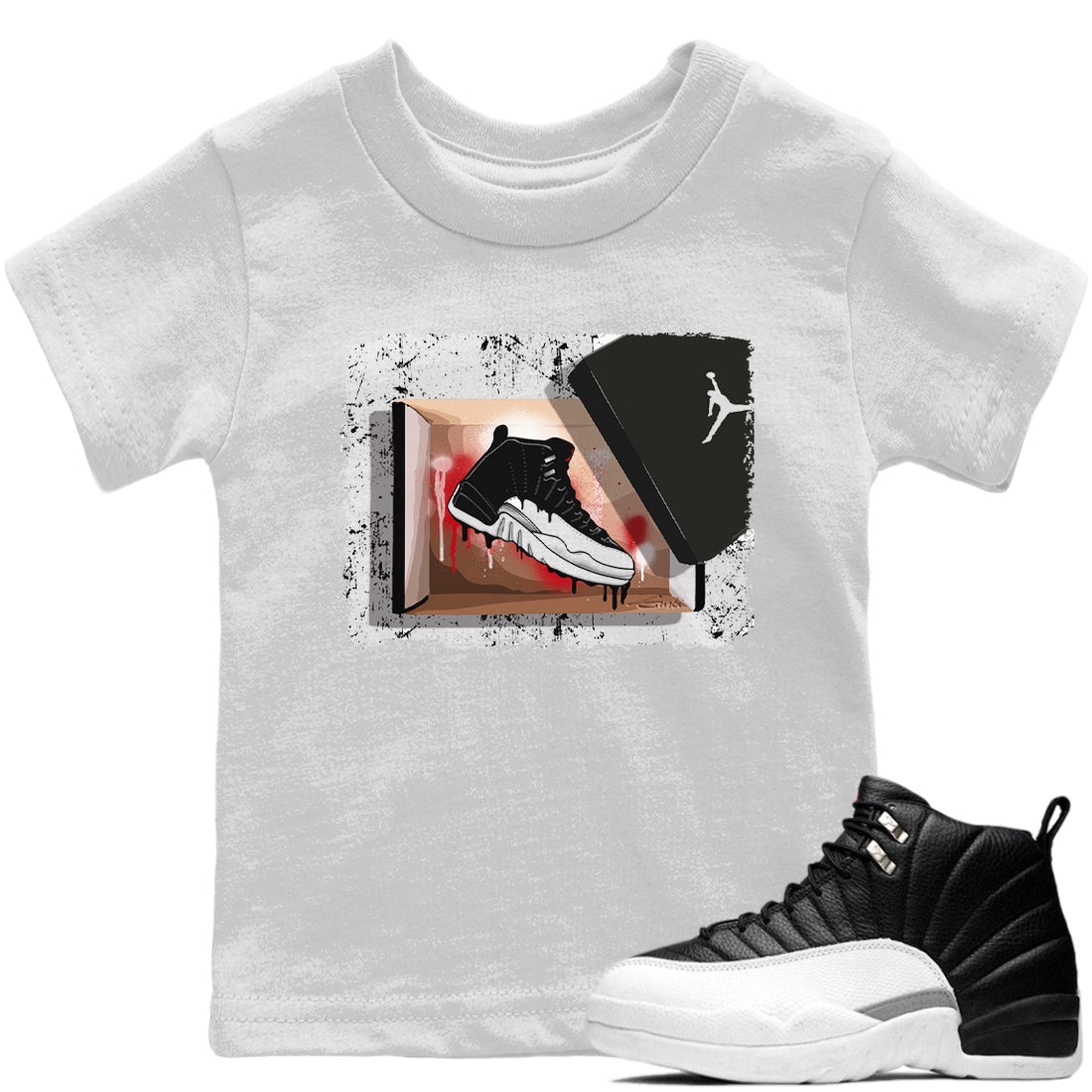Jordan 12 Playoffs Sneaker Matching T-Shirt New Kicks Sneaker Tees Jordan 12 Playoffs Sneaker Release Tees Kids Shirts