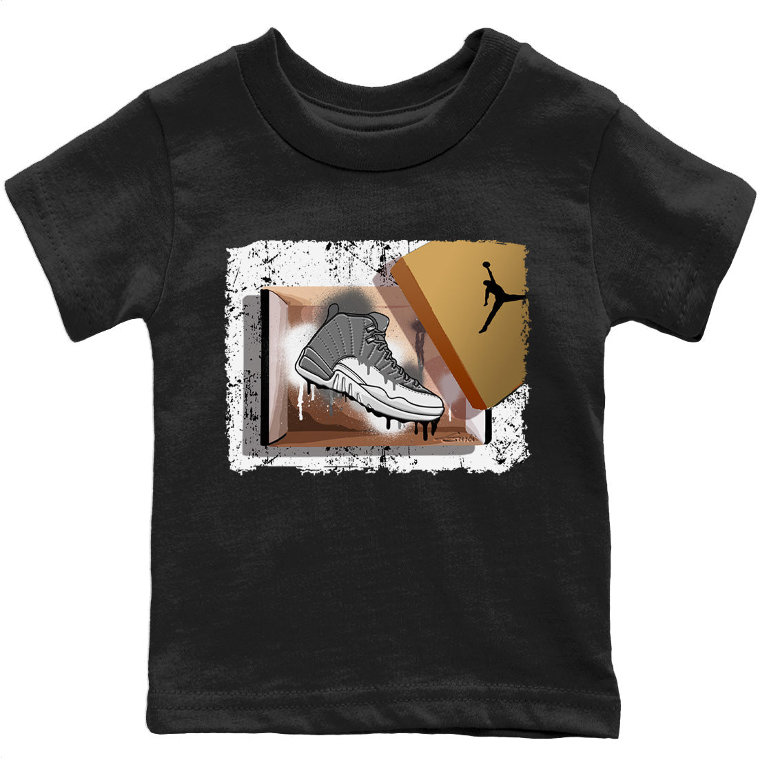 Jordan 12 Stealth Sneaker Matching T-Shirt New Kicks Sneaker Tees Jordan 12 Stealth Sneaker Release Tees Kids Shirts