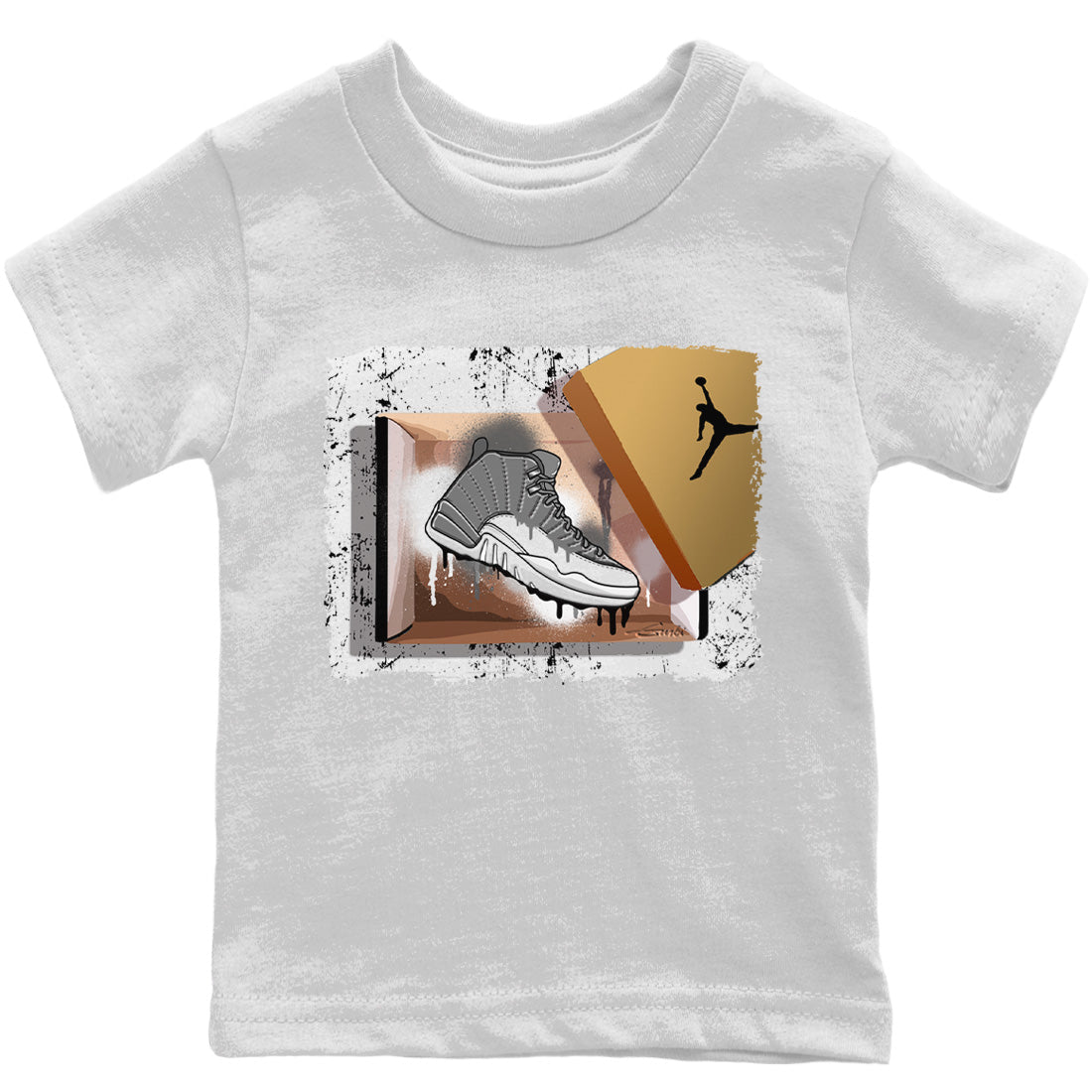 Jordan 12 Stealth Sneaker Matching T-Shirt New Kicks Sneaker Tees Jordan 12 Stealth Sneaker Release Tees Kids Shirts