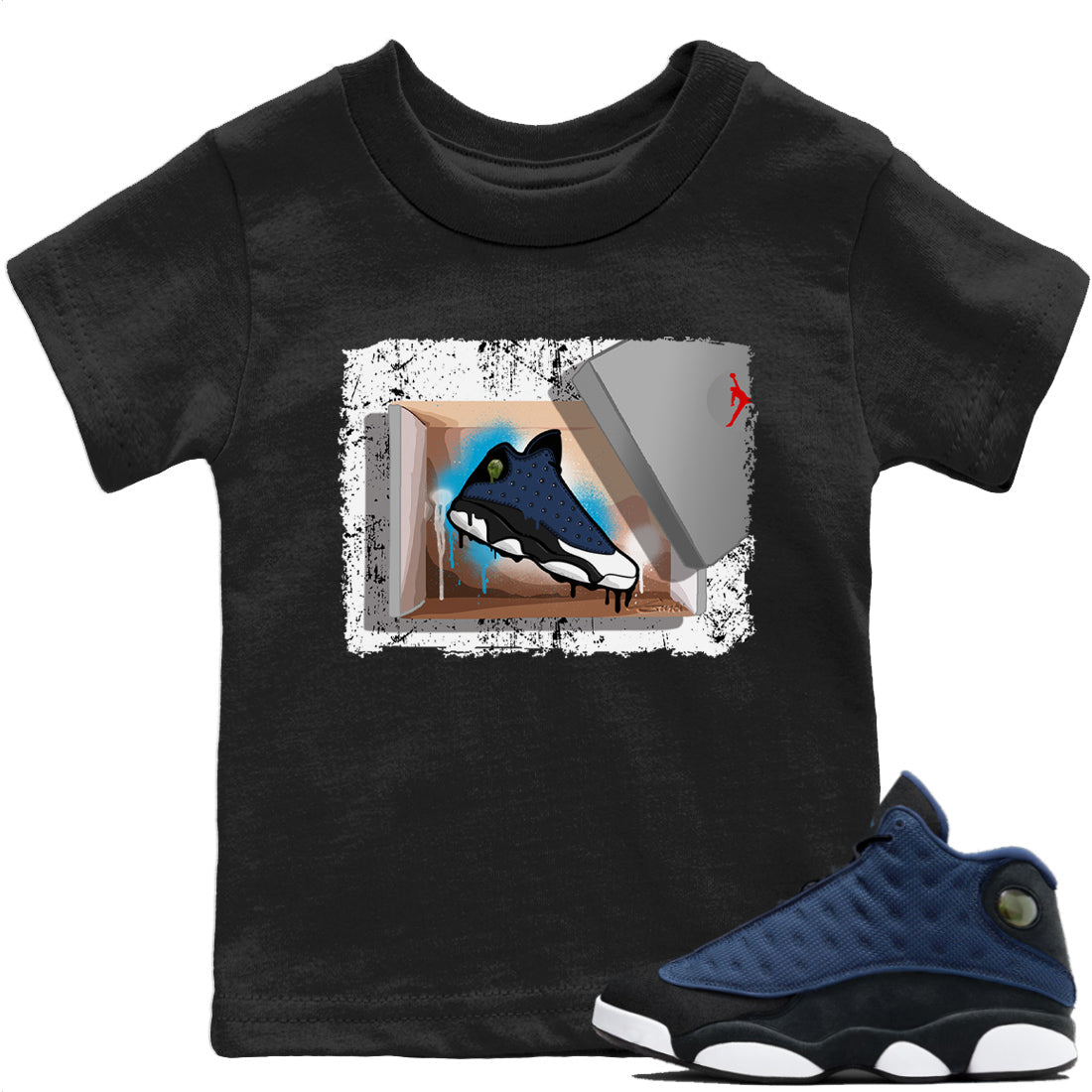 Jordan 13 Brave Blue Sneaker Matching T-Shirt New Kicks Sneaker Tees Jordan 13 Brave Blue Sneaker Release Tees Kids Shirts