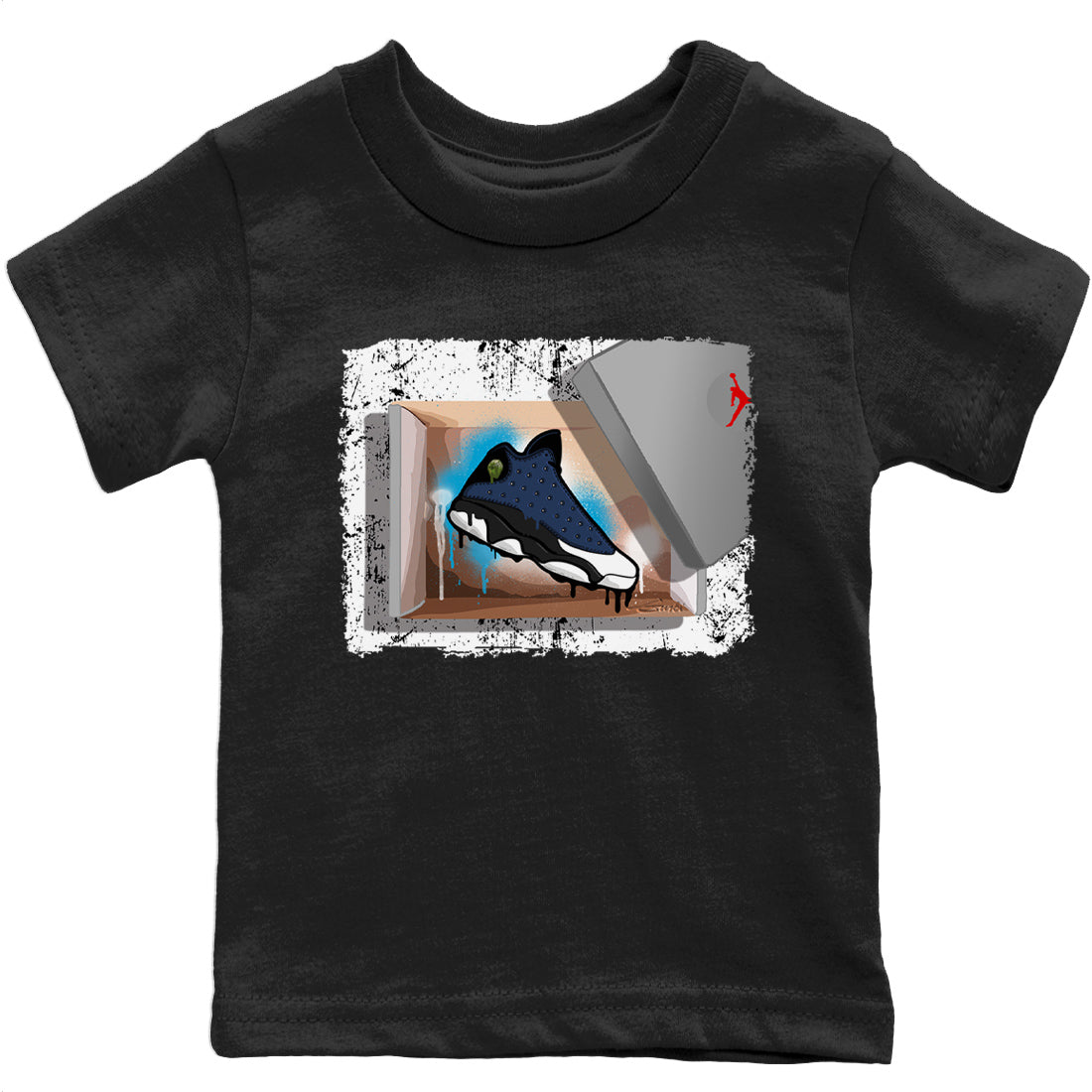 Jordan 13 Brave Blue Sneaker Matching T-Shirt New Kicks Sneaker Tees Jordan 13 Brave Blue Sneaker Release Tees Kids Shirts