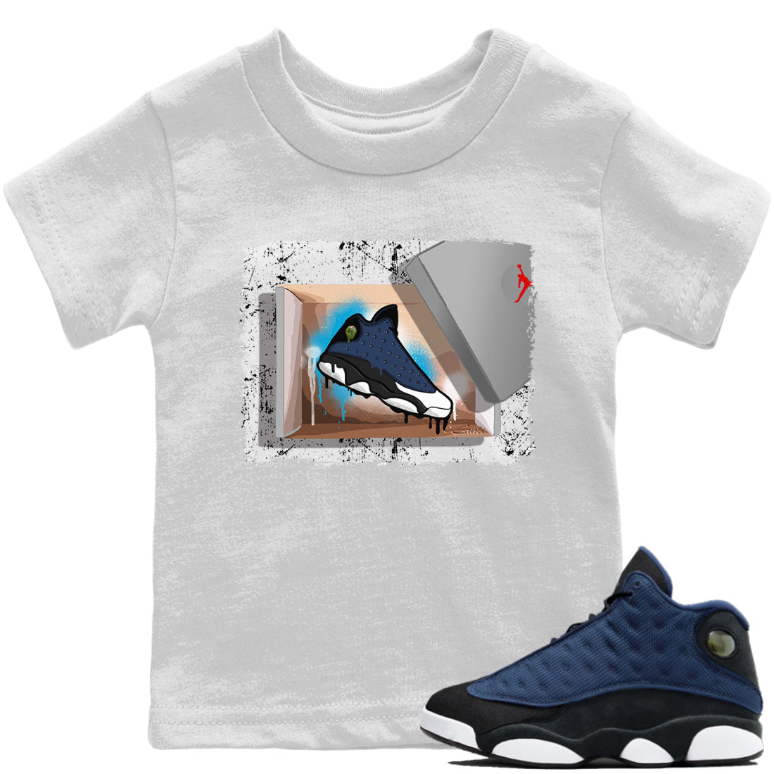 Jordan 13 Brave Blue Sneaker Matching T-Shirt New Kicks Sneaker Tees Jordan 13 Brave Blue Sneaker Release Tees Kids Shirts