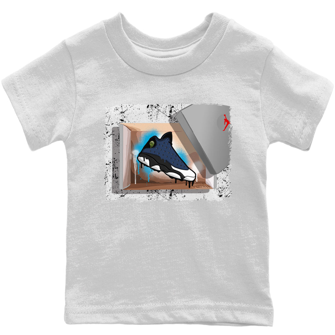 Jordan 13 Brave Blue Sneaker Matching T-Shirt New Kicks Sneaker Tees Jordan 13 Brave Blue Sneaker Release Tees Kids Shirts