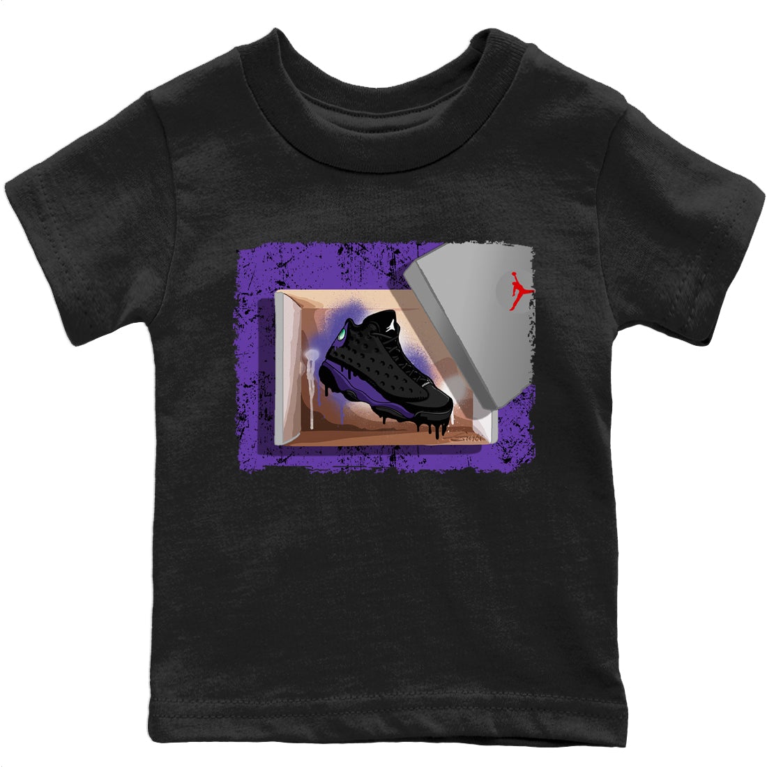 Jordan 13 Court Purple Sneaker Matching T-Shirt New Kicks Sneaker Tees Jordan 13 Court Purple Sneaker Release Tees Kids Shirts