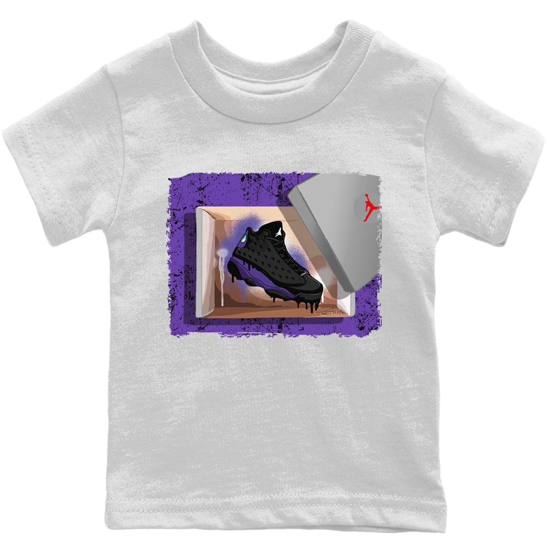 Jordan 13 Court Purple Sneaker Matching T-Shirt New Kicks Sneaker Tees Jordan 13 Court Purple Sneaker Release Tees Kids Shirts
