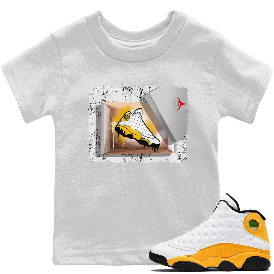 Jordan 13 Del Sol Sneaker Matching T-Shirt New Kicks Sneaker Tees Jordan 13 Del Sol Sneaker Release Tees Kids Shirts