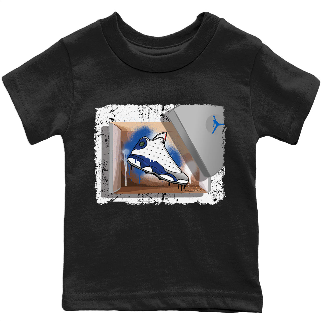 Jordan 13 French Blue Sneaker Matching T-Shirt New Kicks Sneaker Tees Jordan 13 French Blue Sneaker Release Tees Kids Shirts