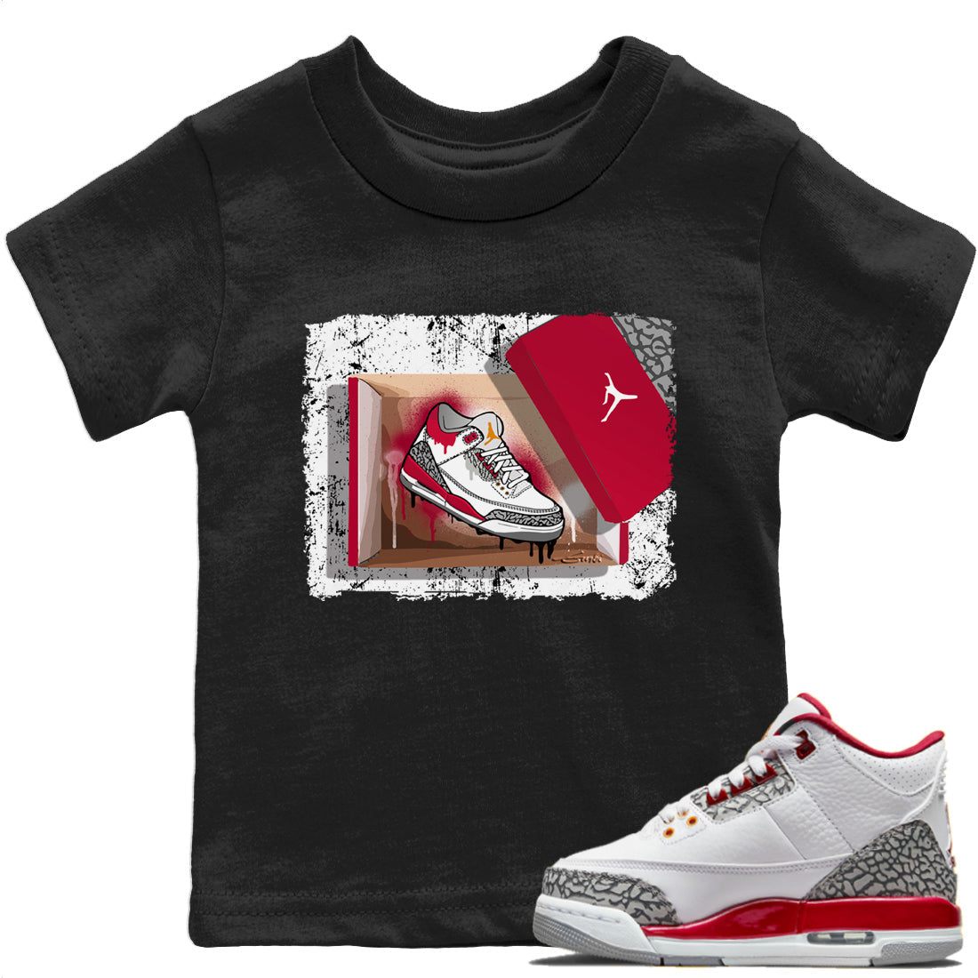 Jordan 3 Cardinal Sneaker Matching T-Shirt New Kicks Sneaker Tees Jordan 3 Cardinal Sneaker Release Tees Kids Shirts