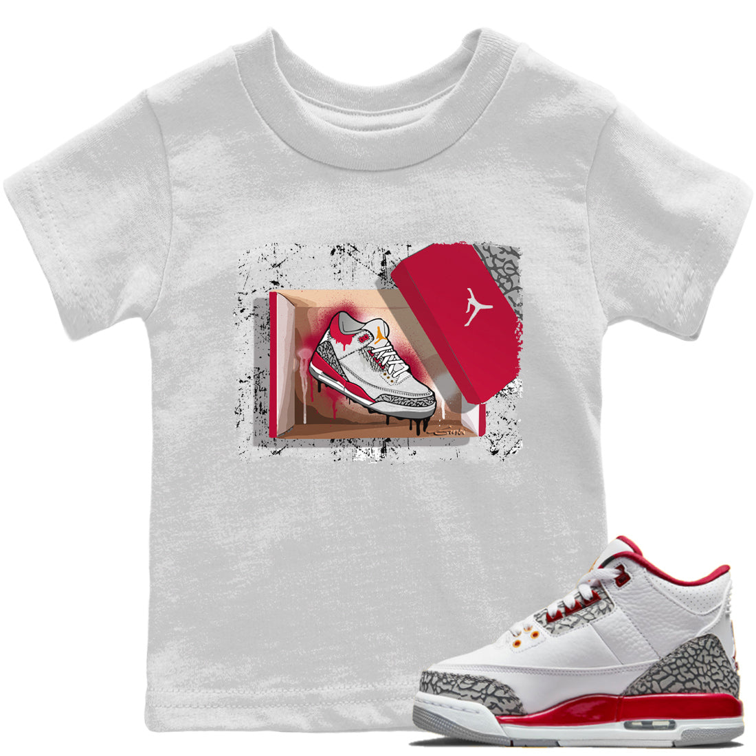 Jordan 3 Cardinal Sneaker Matching T-Shirt New Kicks Sneaker Tees Jordan 3 Cardinal Sneaker Release Tees Kids Shirts