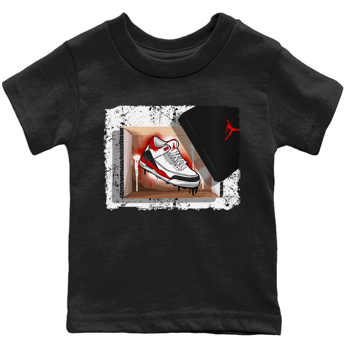 Jordan 3 Fire Red Sneaker Matching T-Shirt New Kicks Sneaker Tees Jordan 3 Fire Red Sneaker Release Tees Kids Shirts