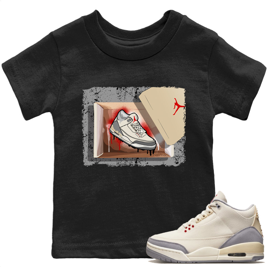 Jordan 3 Muslin Sneaker Matching T-Shirt New Kicks Sneaker Tees Jordan 3 Muslin Sneaker Release Tees Kids Shirts