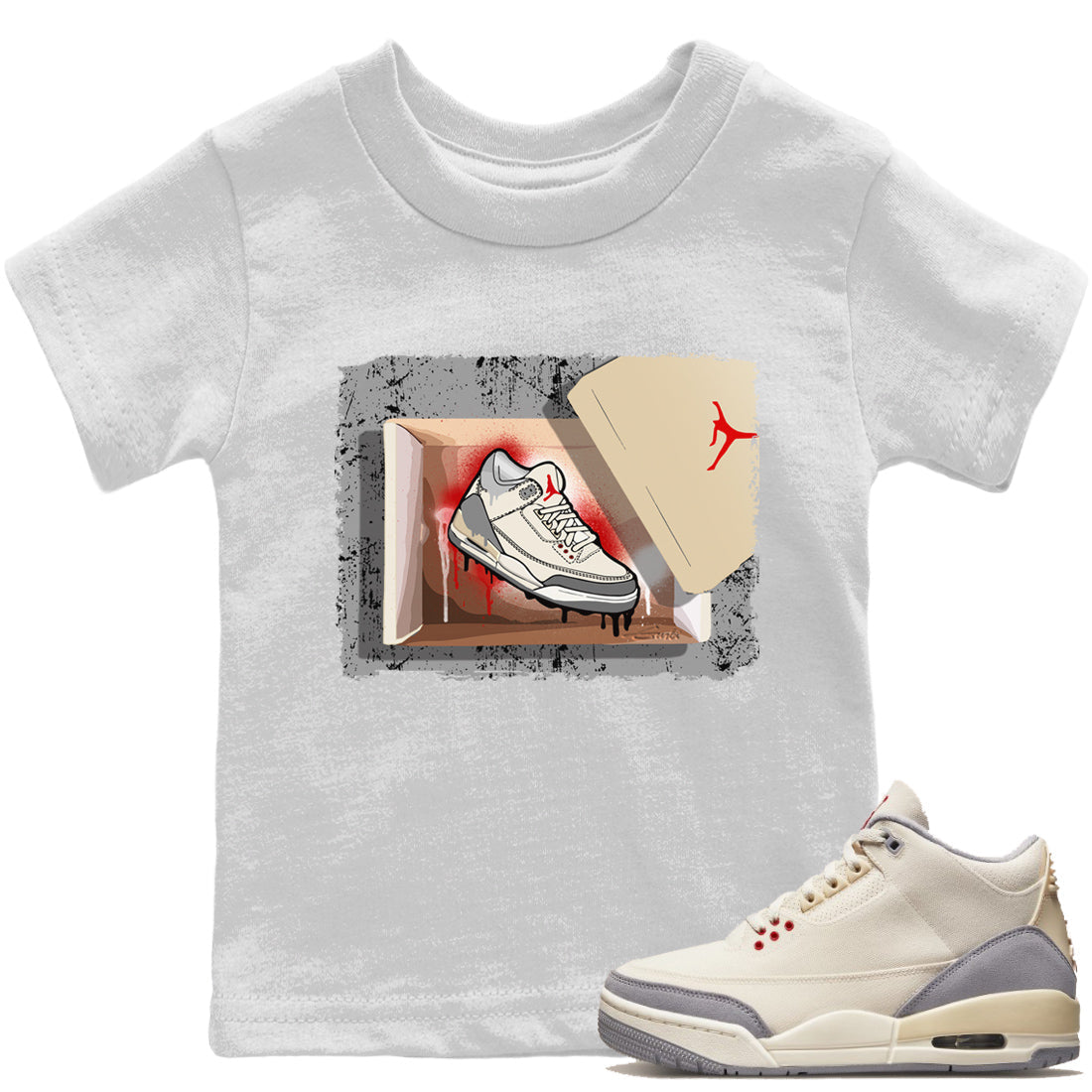 Jordan 3 Muslin Sneaker Matching T-Shirt New Kicks Sneaker Tees Jordan 3 Muslin Sneaker Release Tees Kids Shirts