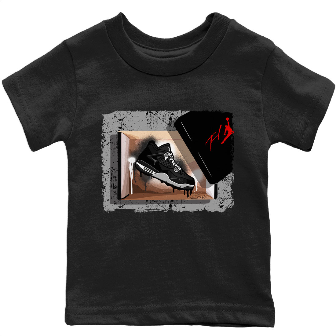 Jordan 4 Black Canvas Sneaker Matching T-Shirt New Kicks Sneaker Tees Jordan 4 Black Canvas Sneaker Release Tees Kids Shirts