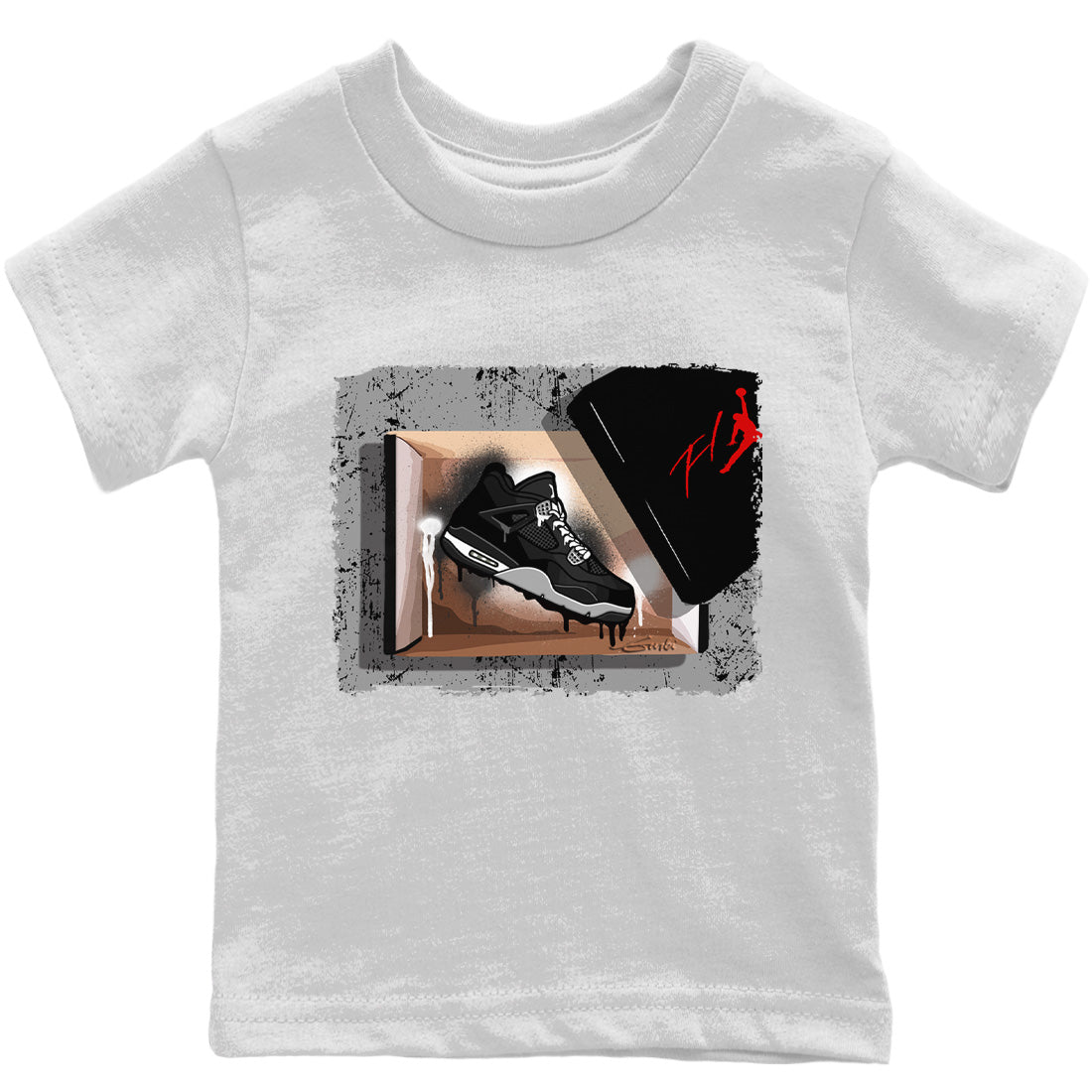 Jordan 4 Black Canvas Sneaker Matching T-Shirt New Kicks Sneaker Tees Jordan 4 Black Canvas Sneaker Release Tees Kids Shirts