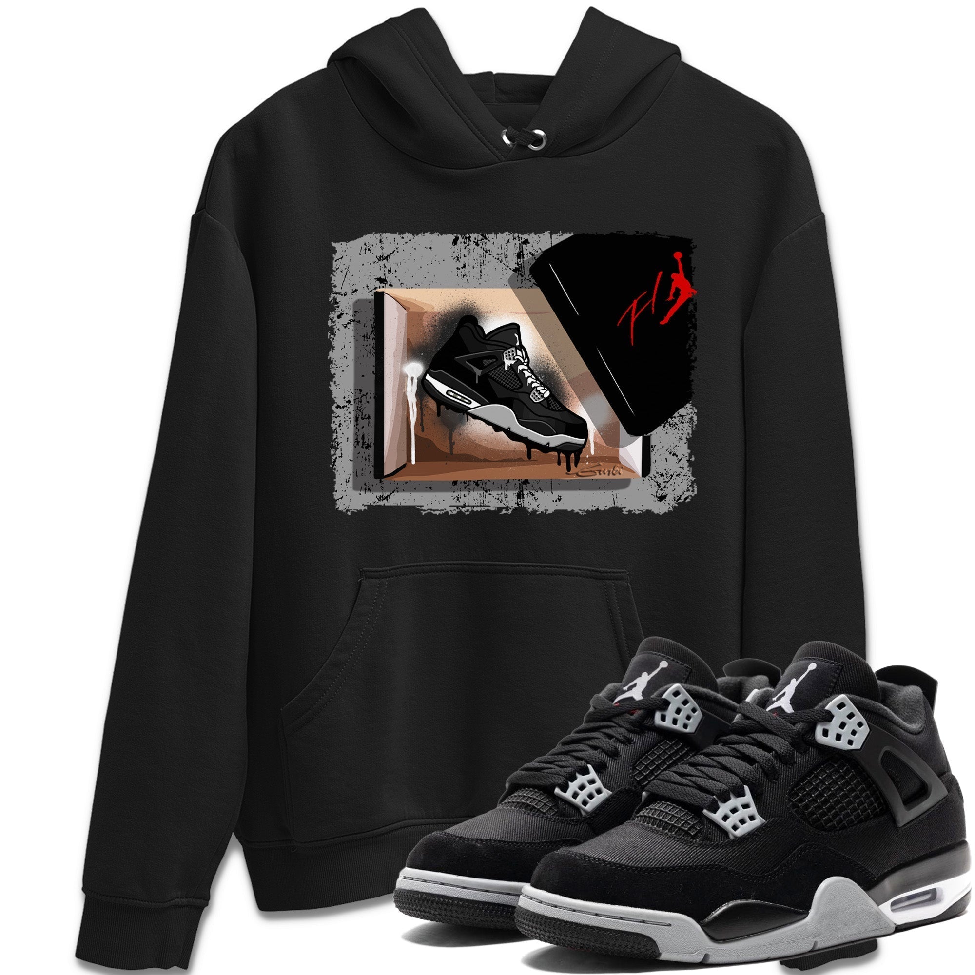 Jordan 4 Black Canvas Sneaker Matching T-Shirt New Kicks Sneaker Tees Jordan 4 Black Canvas Sneaker Release Tees Crew Neck Tees