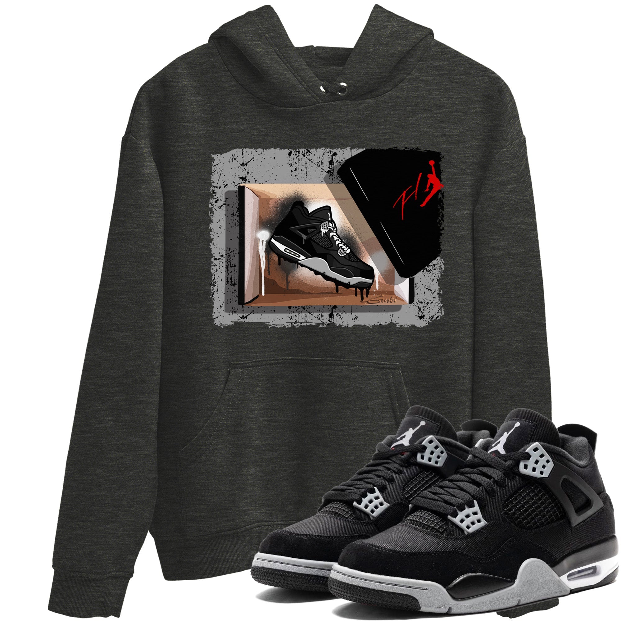Jordan 4 Black Canvas Sneaker Matching T-Shirt New Kicks Sneaker Tees Jordan 4 Black Canvas Sneaker Release Tees Crew Neck Tees