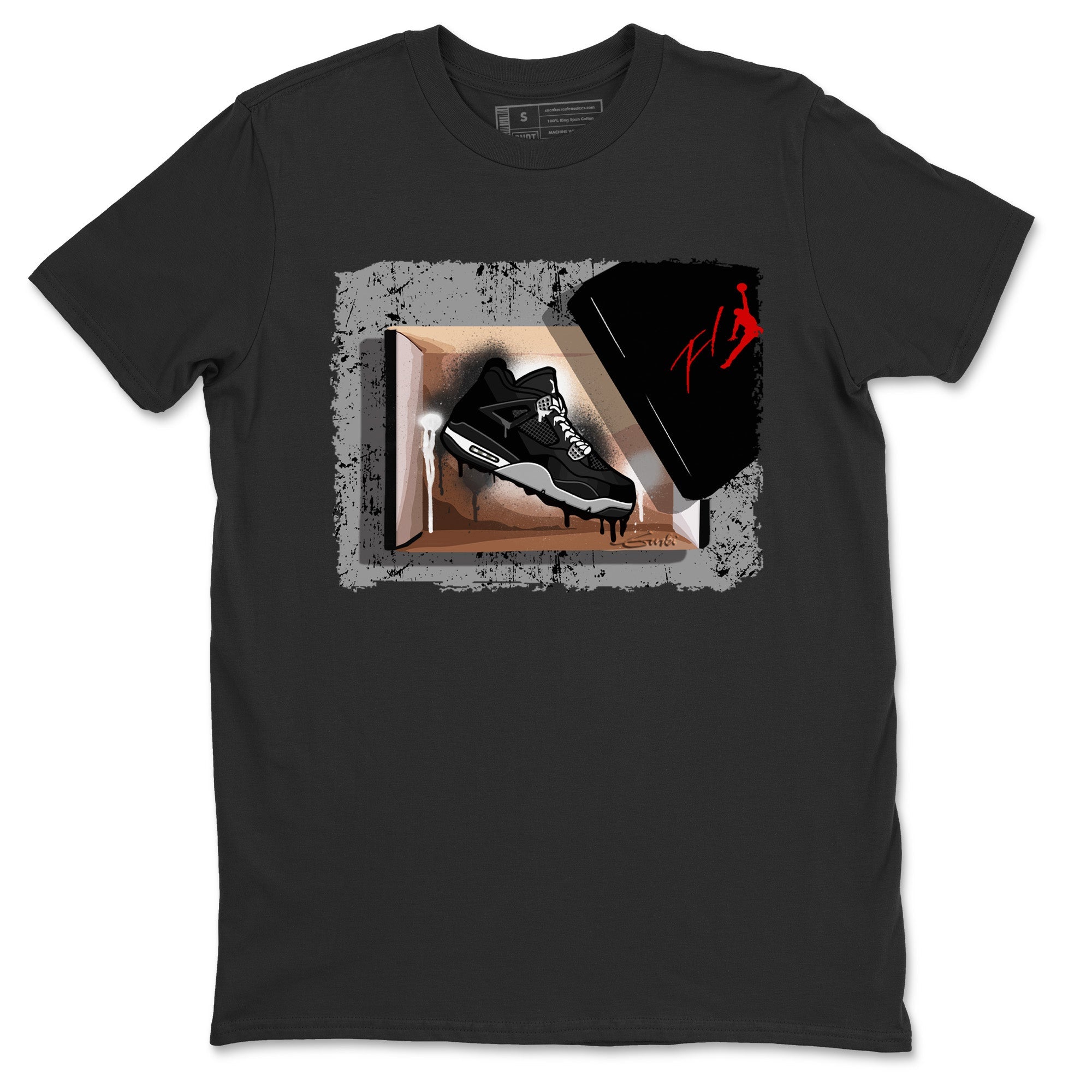 Jordan 4 Black Canvas Sneaker Matching T-Shirt New Kicks Sneaker Tees Jordan 4 Black Canvas Sneaker Release Tees Crew Neck Tees