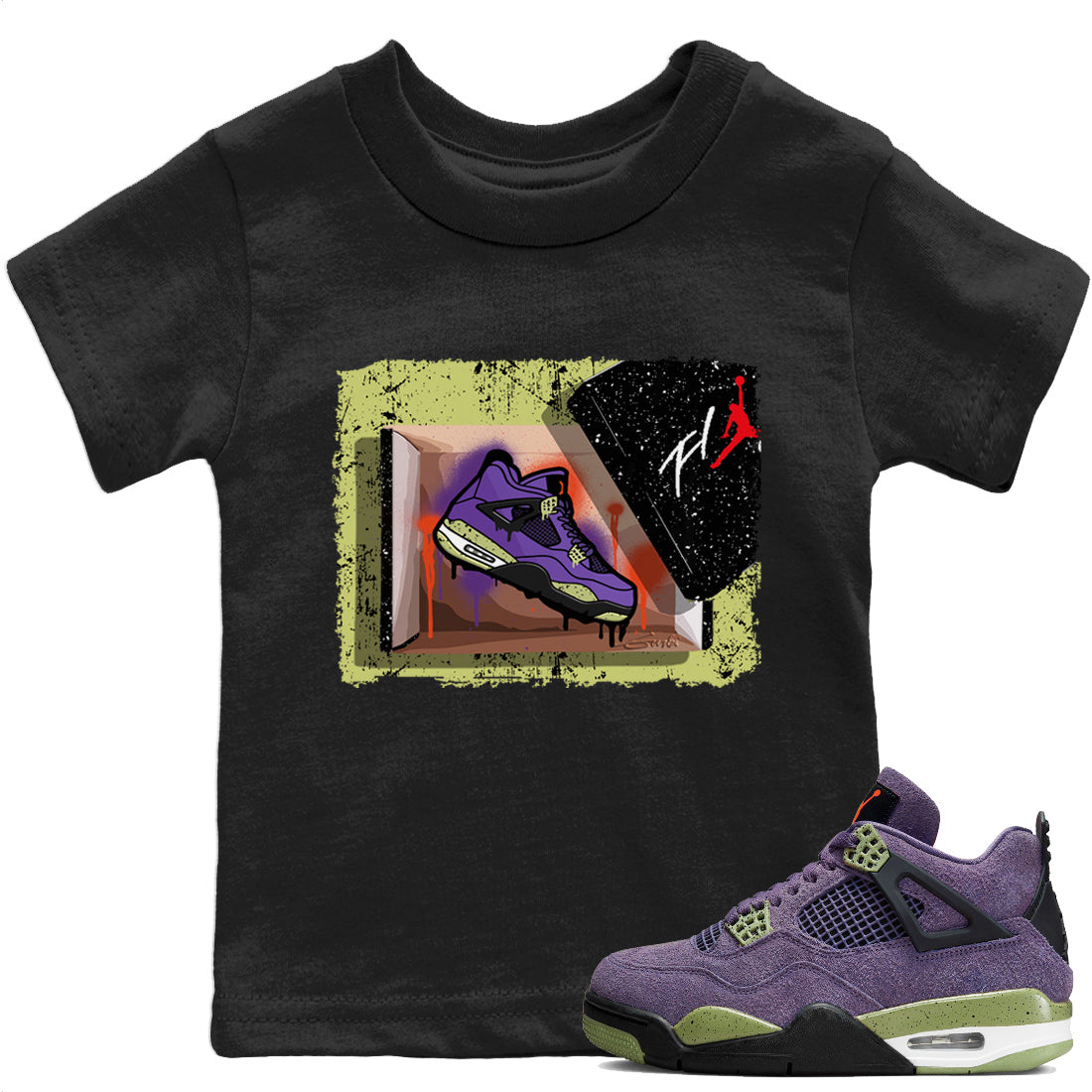 Jordan 4 Canyon Purple Sneaker Matching T-Shirt New Kicks Sneaker Tees Jordan 4 Canyon Purple Sneaker Release Tees Kids Shirts