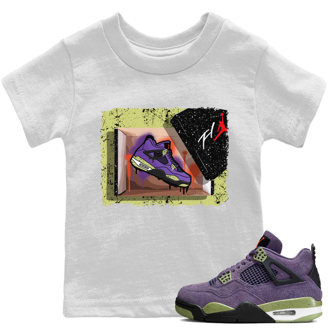 Jordan 4 Canyon Purple Sneaker Matching T-Shirt New Kicks Sneaker Tees Jordan 4 Canyon Purple Sneaker Release Tees Kids Shirts