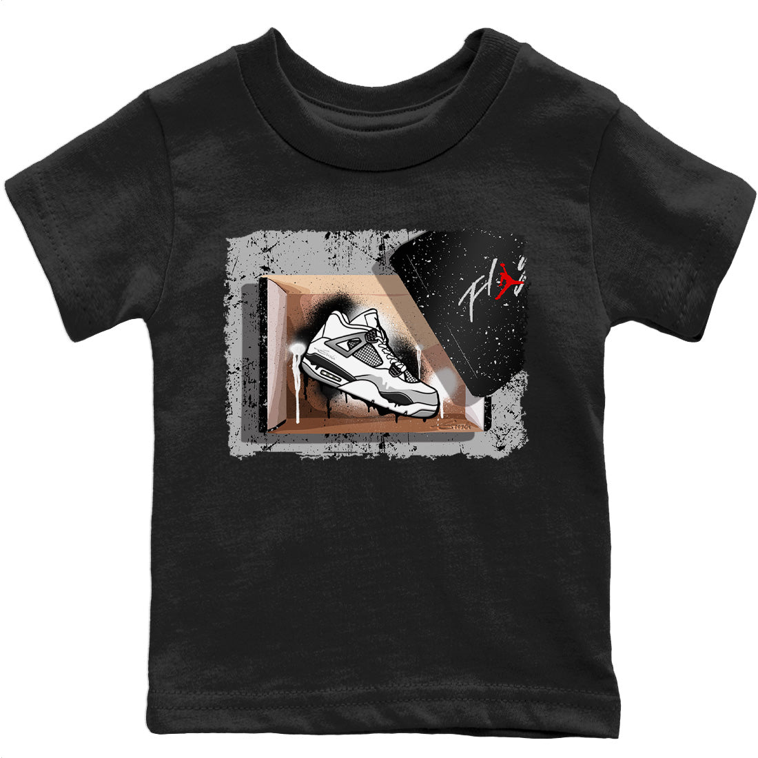 Jordan 4 Military Black Sneaker Matching T-Shirt New Kicks Sneaker Tees Jordan 4 Military Black Sneaker Release Tees Kids Shirts