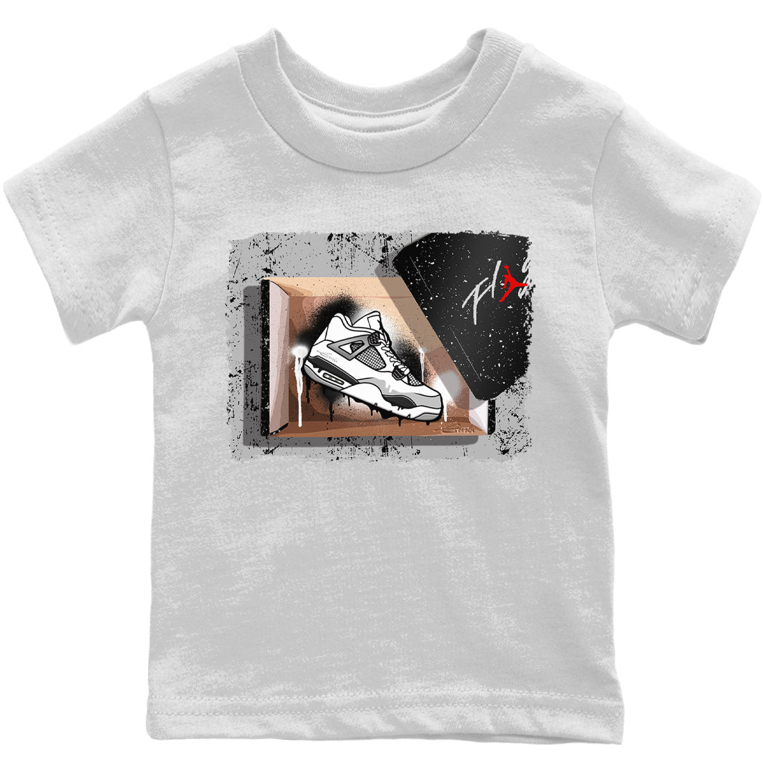 Jordan 4 Military Black Sneaker Matching T-Shirt New Kicks Sneaker Tees Jordan 4 Military Black Sneaker Release Tees Kids Shirts