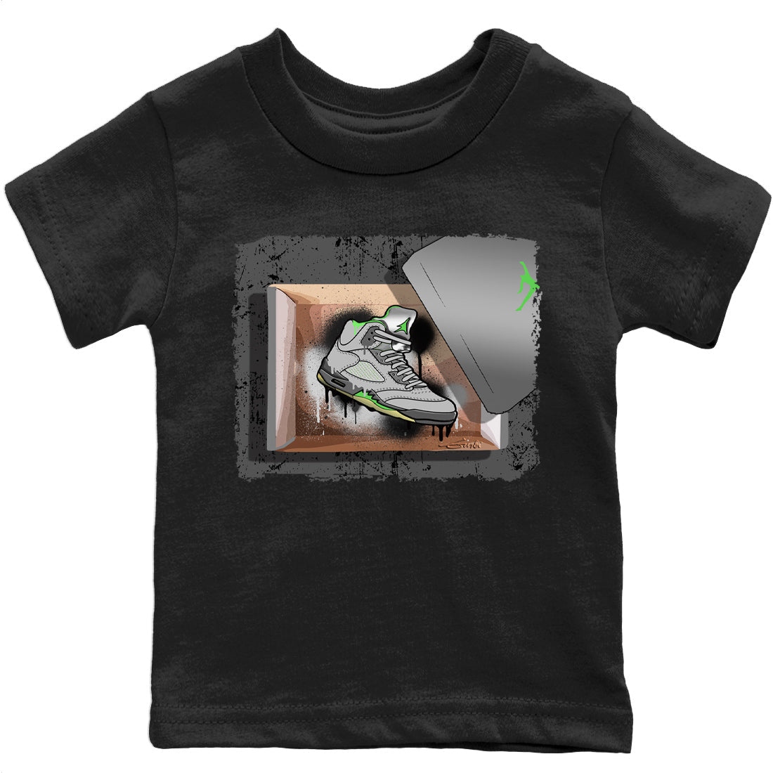 Jordan 5 Green Bean Sneaker Matching T-Shirt New Kicks Sneaker Tees Jordan 5 Green Bean Sneaker Release Tees Kids Shirts