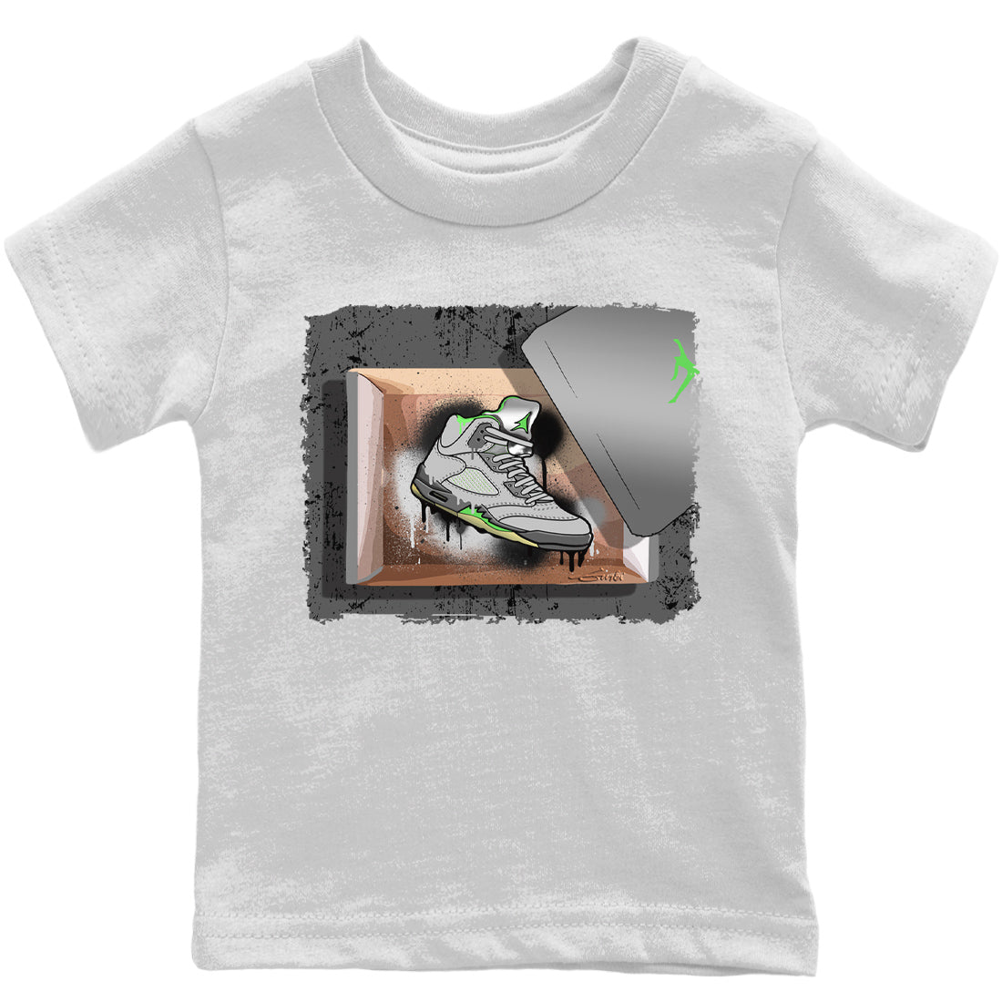 Jordan 5 Green Bean Sneaker Matching T-Shirt New Kicks Sneaker Tees Jordan 5 Green Bean Sneaker Release Tees Kids Shirts