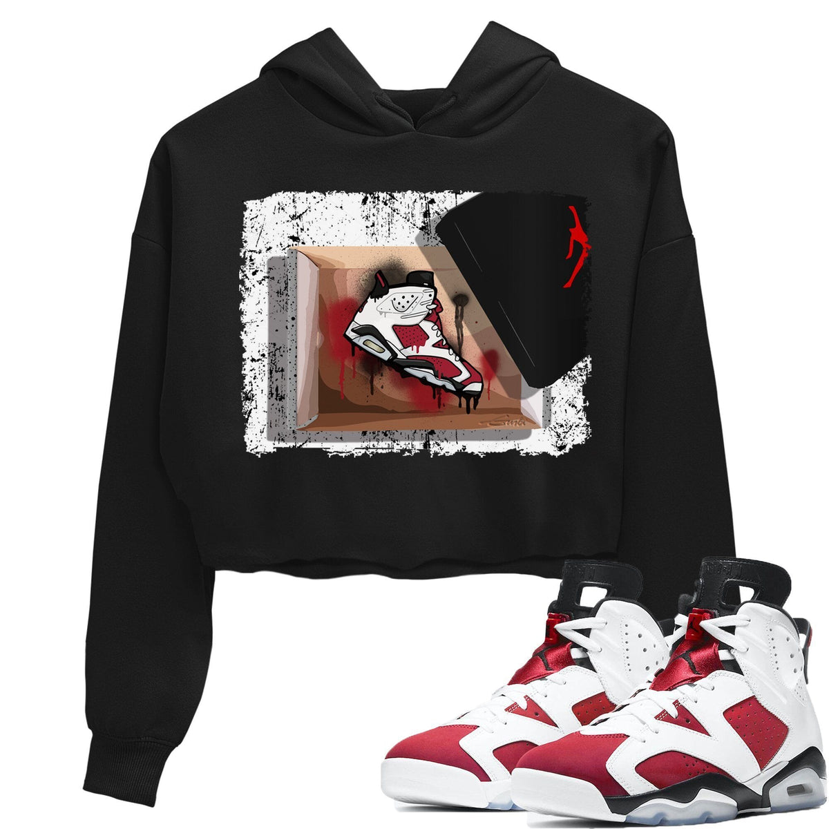 Jordan 6 Carmine Sneaker Matching T-Shirt New Kicks Sneaker Tees Jordan 6 Carmine Sneaker Release Tees Women's Shirts