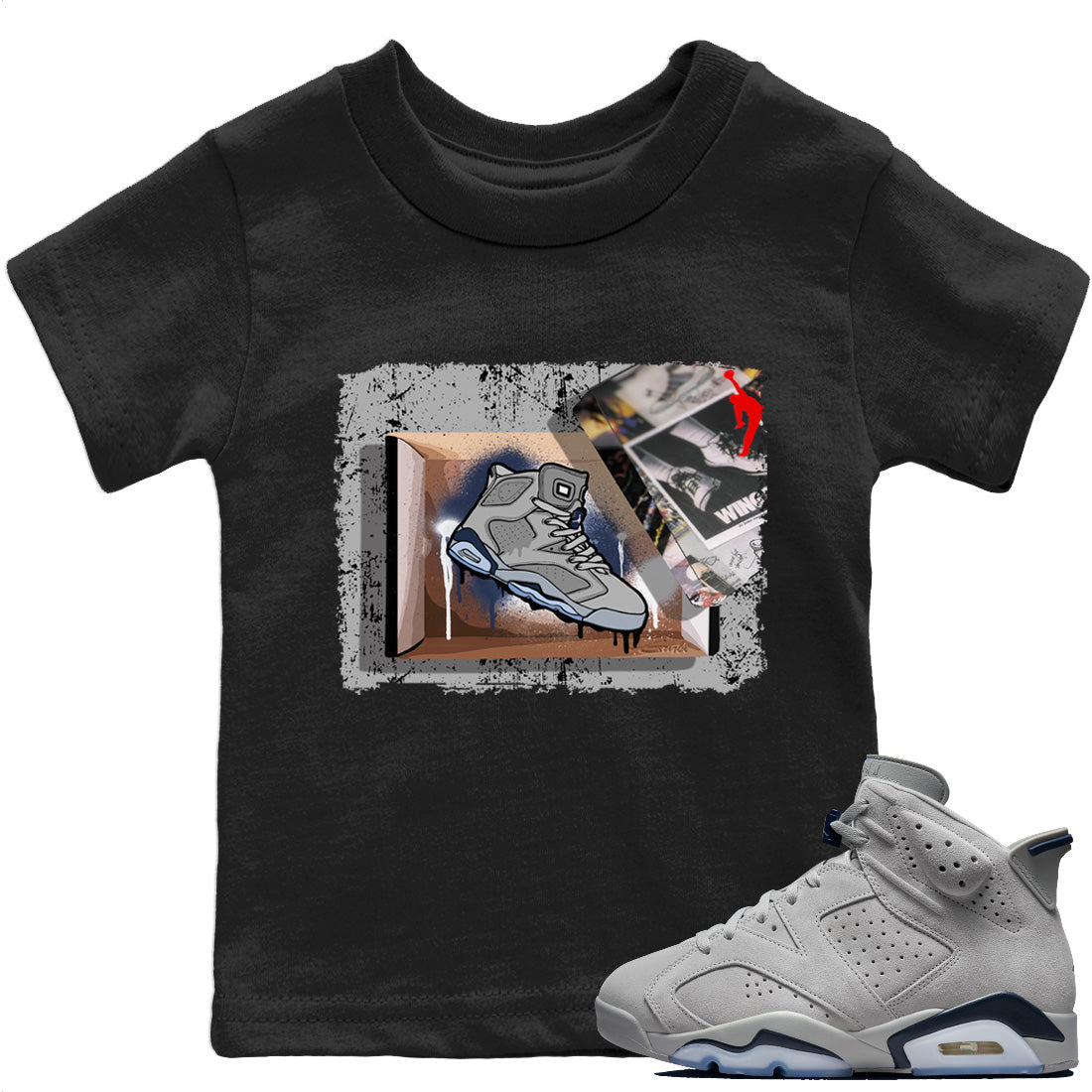 Jordan 6 Georgetown Sneaker Matching T-Shirt New Kicks Sneaker Tees Jordan 6 Georgetown Sneaker Release Tees Kids Shirts