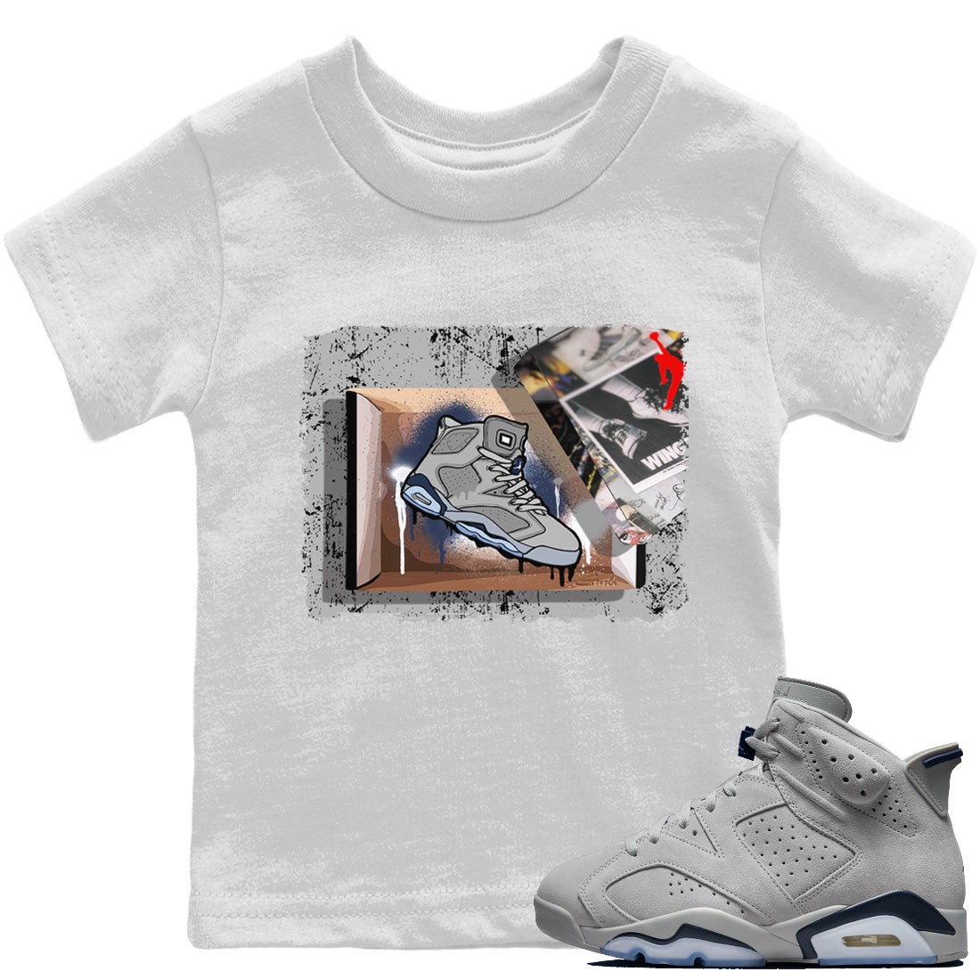 Jordan 6 Georgetown Sneaker Matching T-Shirt New Kicks Sneaker Tees Jordan 6 Georgetown Sneaker Release Tees Kids Shirts