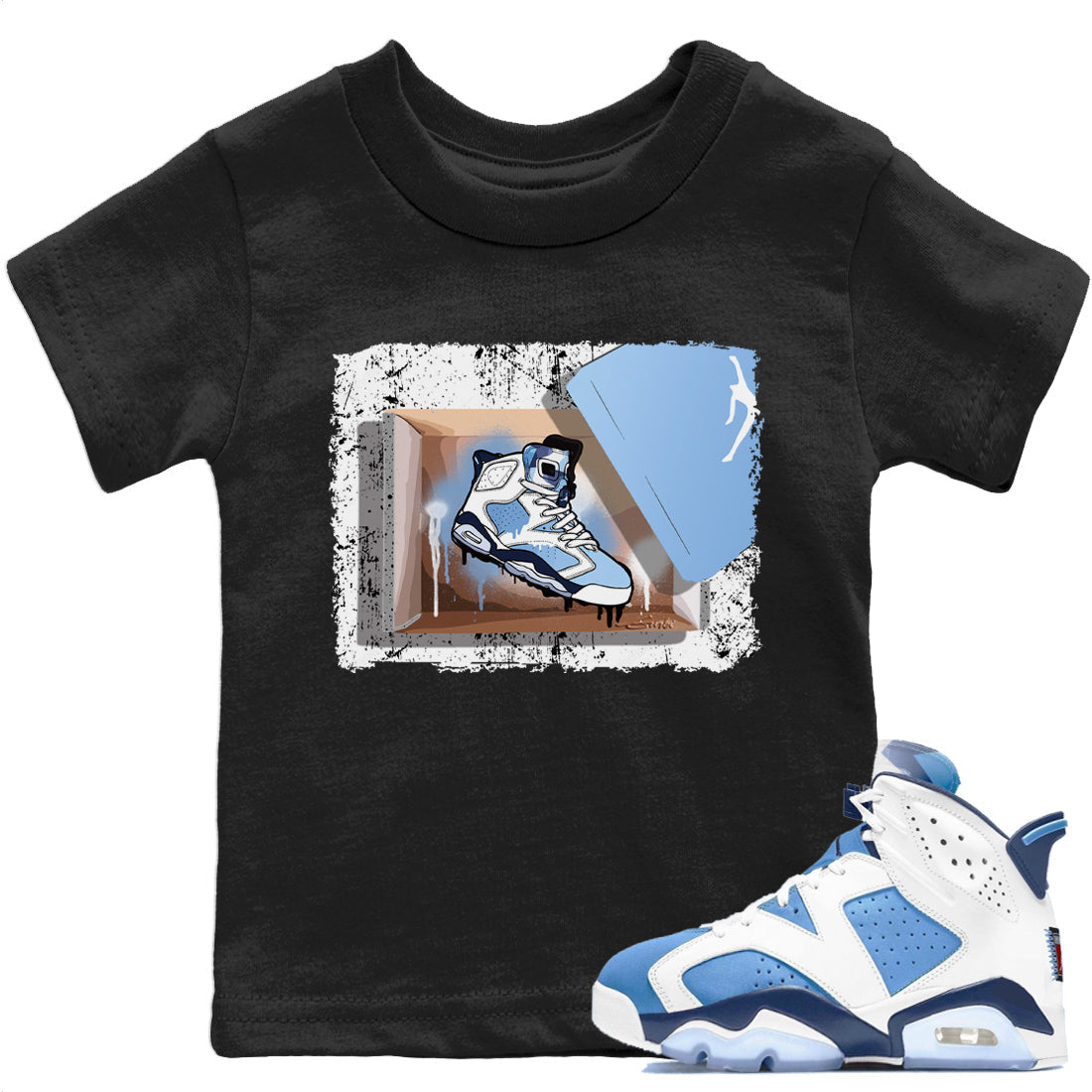 Jordan 6 UNC Shirt To Match Jordans New Kicks Sneaker Tees Jordan 6 UNC Drip Gear Zone Sneaker Matching Clothing Kids Shirts