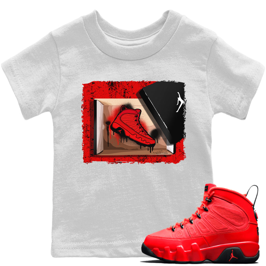 Jordan 9 Chile Red Shirt To Match Jordans New Kicks Sneaker Tees Jordan 9 Chile Red Drip Gear Zone Sneaker Matching Clothing Kids Shirts