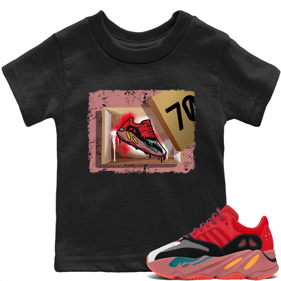 Yeezy 700 Hi-Res Red Shirt To Match Jordans New Kicks Sneaker Tees Yeezy 700 Hi-Res Red Drip Gear Zone Sneaker Matching Clothing Kids Shirts