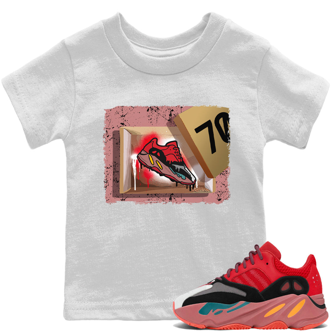 Yeezy 700 Hi-Res Red Shirt To Match Jordans New Kicks Sneaker Tees Yeezy 700 Hi-Res Red Drip Gear Zone Sneaker Matching Clothing Kids Shirts