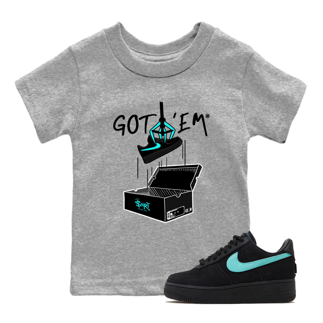 Air Force 1 x Tiffany shirt to match jordans New Treasure Hunter sneaker tees Air Force 1 Tiffany Drip Gear Zone baby toddler Heather Grey 1 cotton Shirt
