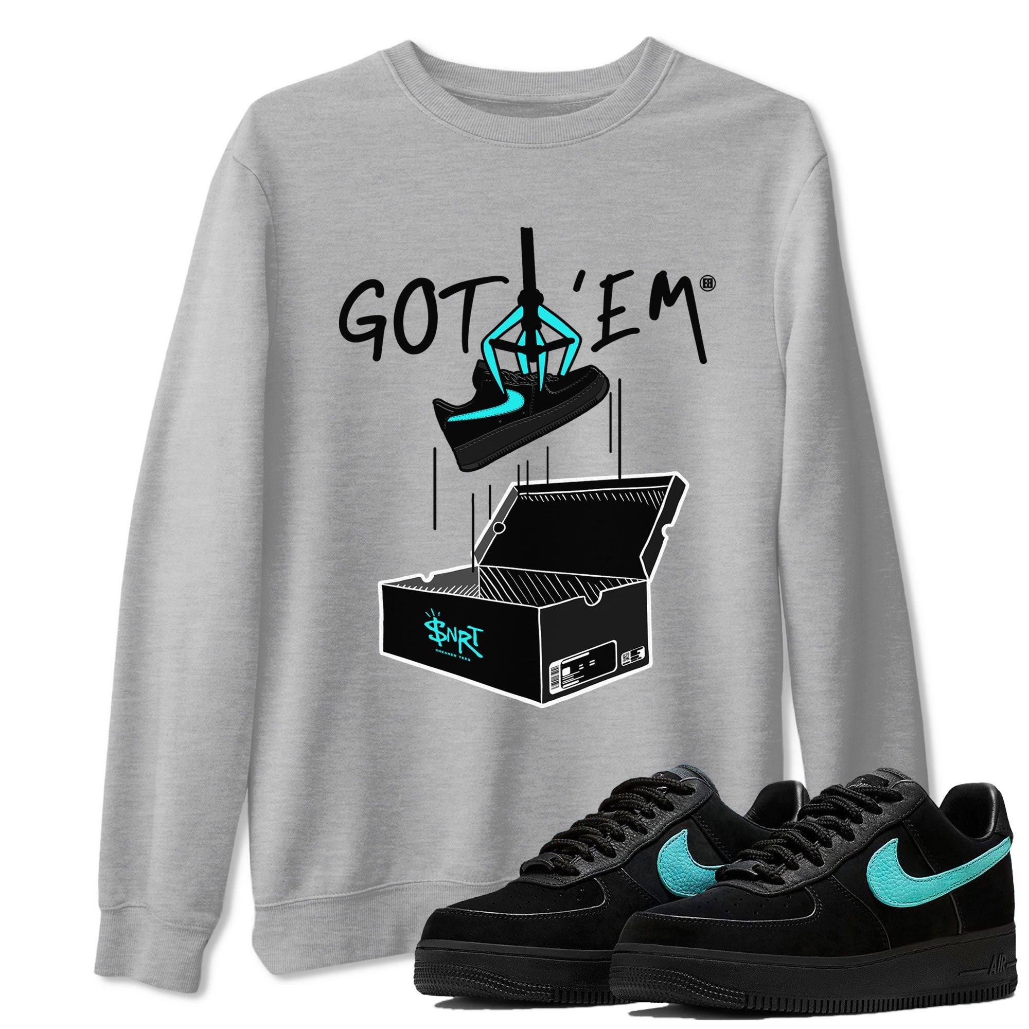 Air Force 1 x Tiffany shirt to match jordans New Treasure Hunter sneaker tees Air Force 1 Tiffany Drip Gear Zone unisex cotton Heather Grey 1 crew neck shirt
