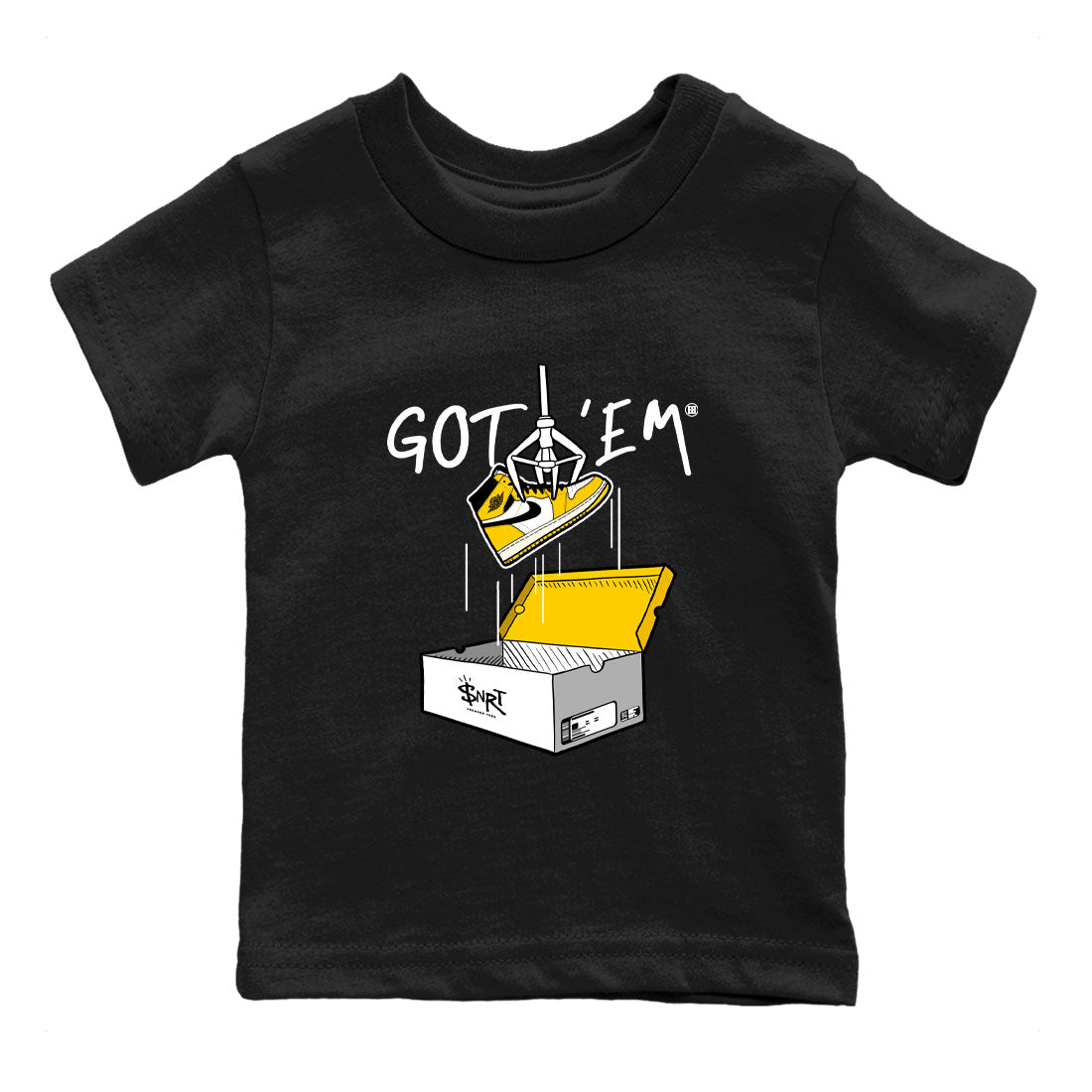 1s Yellow Ochre AJ1 Yellow Toe shirt to match jordans New Treasure Hunter sneaker tees streetwear brand Air Jordan 1 Yellow Ochre Drip Gear Zone Brand baby toddler Black 2 cotton Shirt