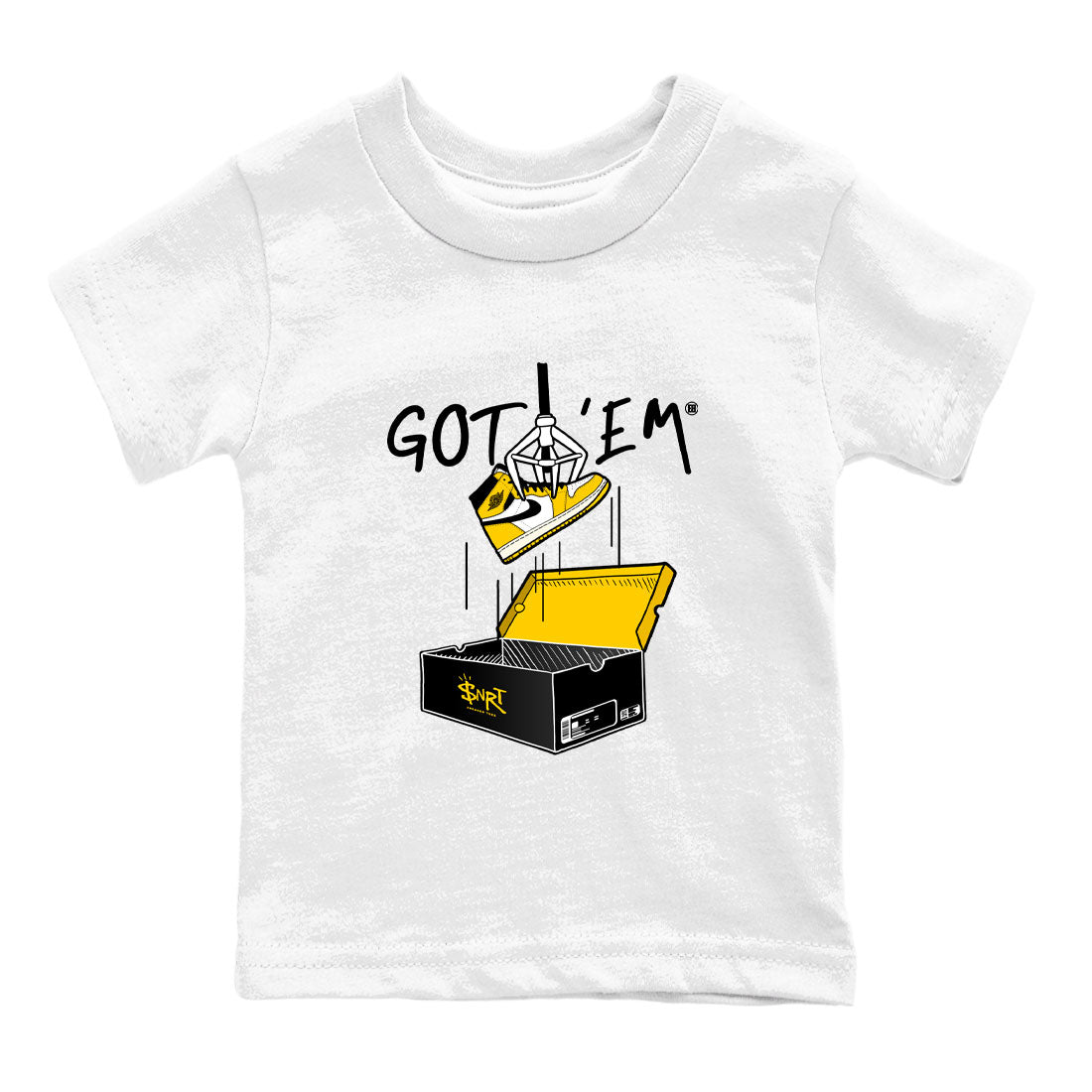 1s Yellow Ochre AJ1 Yellow Toe shirt to match jordans New Treasure Hunter sneaker tees streetwear brand Air Jordan 1 Yellow Ochre Drip Gear Zone Brand baby toddler White 2 cotton Shirt